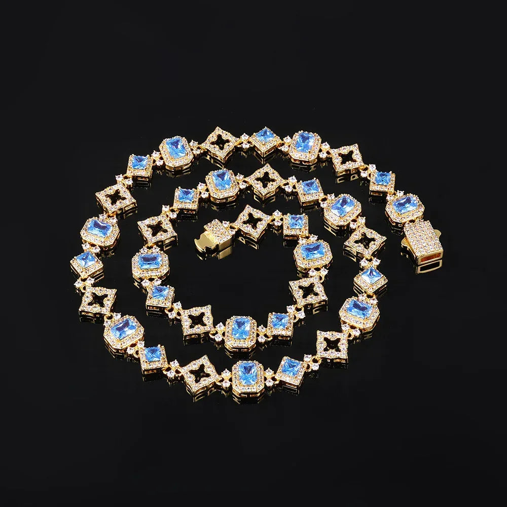 11mm Geometric Blue Zircon Hip Hop Jewelry Necklace for Men | Caratix Jewelry - CaratixJewelry
