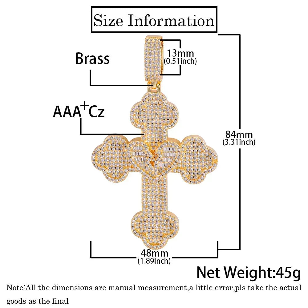 Broken Heart Cross S925 Silver Moissanite Rapper Chain Necklace | Caratix Jewelry - CaratixJewelry