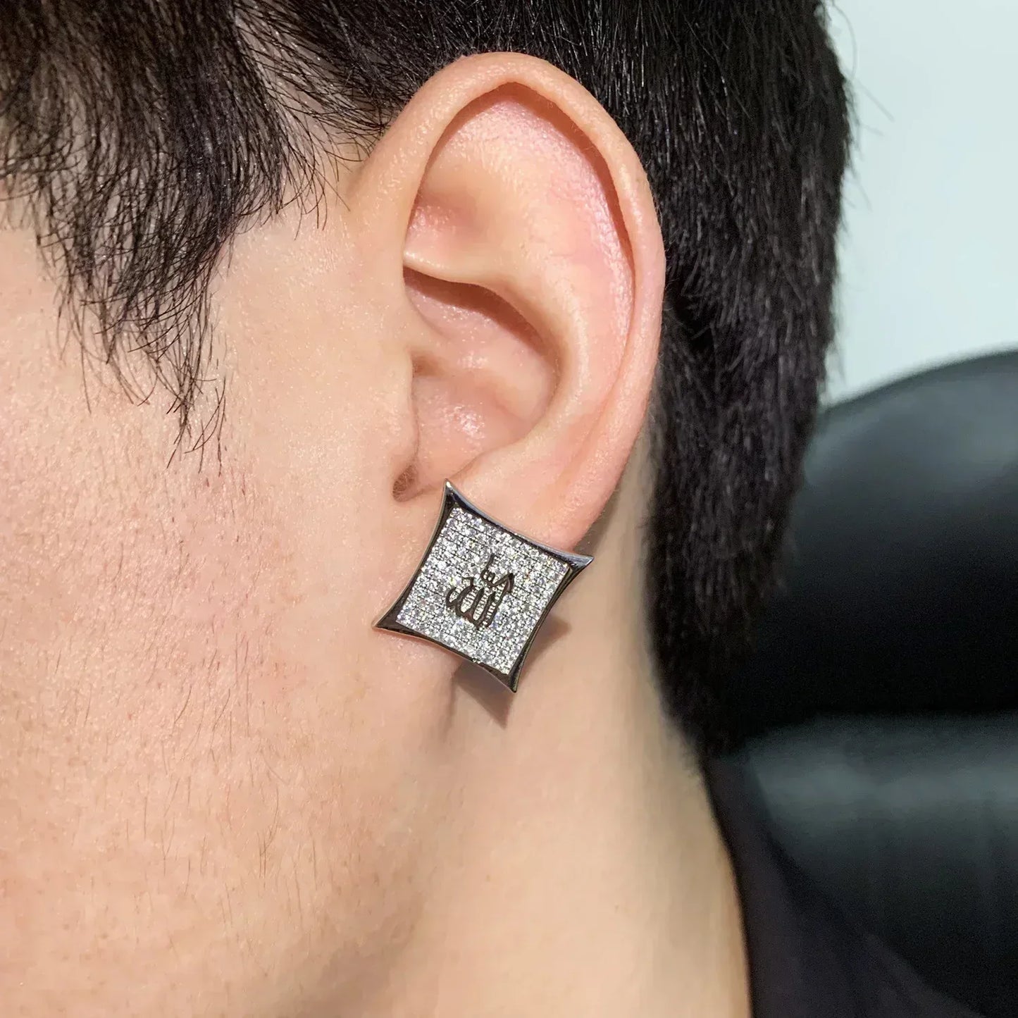 Large Square Stud Earrings with Zircon | Creative & Trendy Hip Hop Jewelry | Caratix Jewelry - CaratixJewelry