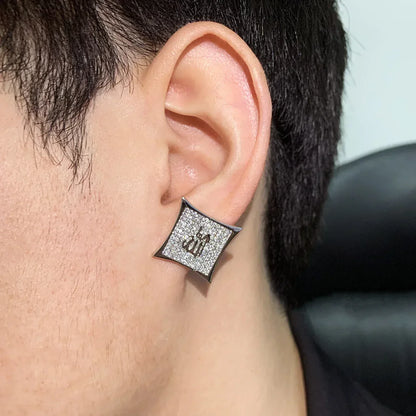Large Square Stud Earrings with Zircon | Creative & Trendy Hip Hop Jewelry | Caratix Jewelry - CaratixJewelry