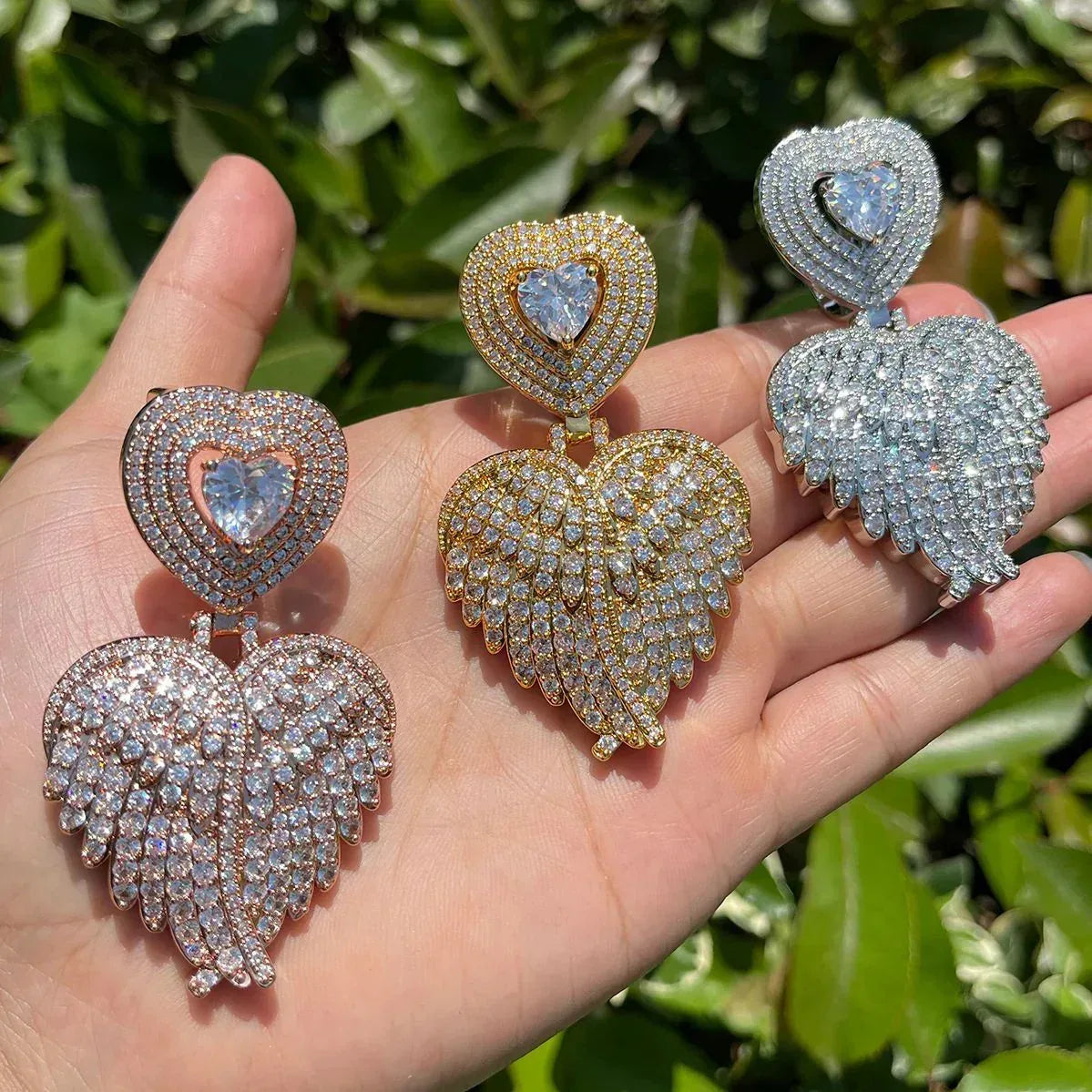 Women's Iced Out Puffy Heart Pendant | Gold Plated Love Necklace Caratix - CaratixJewelry