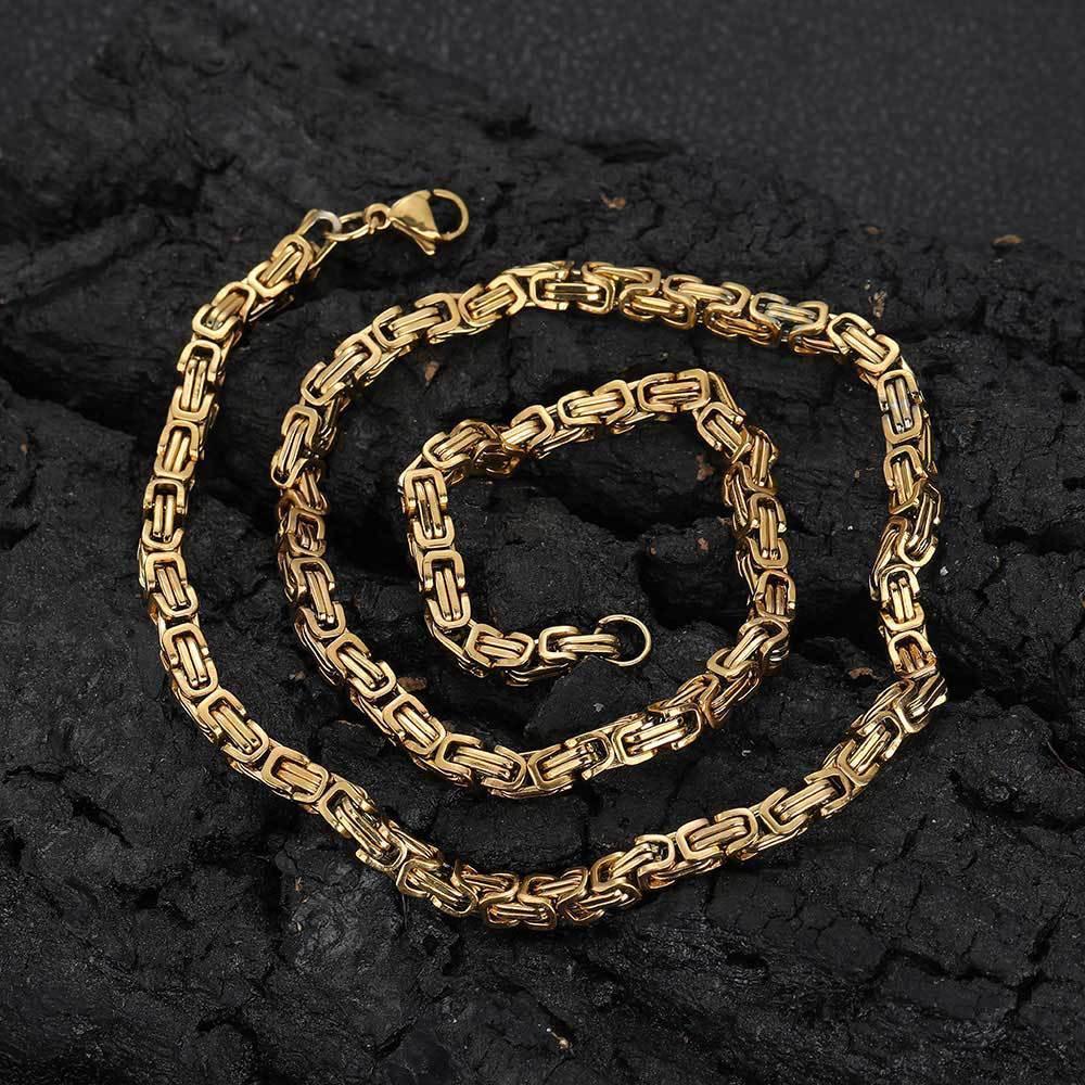 4mm Stainless Steel Byzantine Chain Necklace for Men | Caratix Jewelry - CaratixJewelry