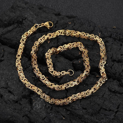 4mm Stainless Steel Byzantine Chain Necklace for Men | Caratix Jewelry - CaratixJewelry