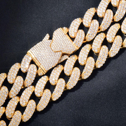 18mm Iced Out Gold Cuban Chain Necklace - CaratixJewelry