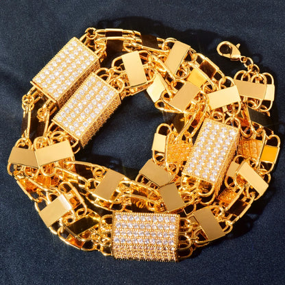 Square Box Chain Necklace with Copper & Zircon | Trendy Hip Hop Jewelry | Multiple Sizes | Caratix Jewelry - CaratixJewelry