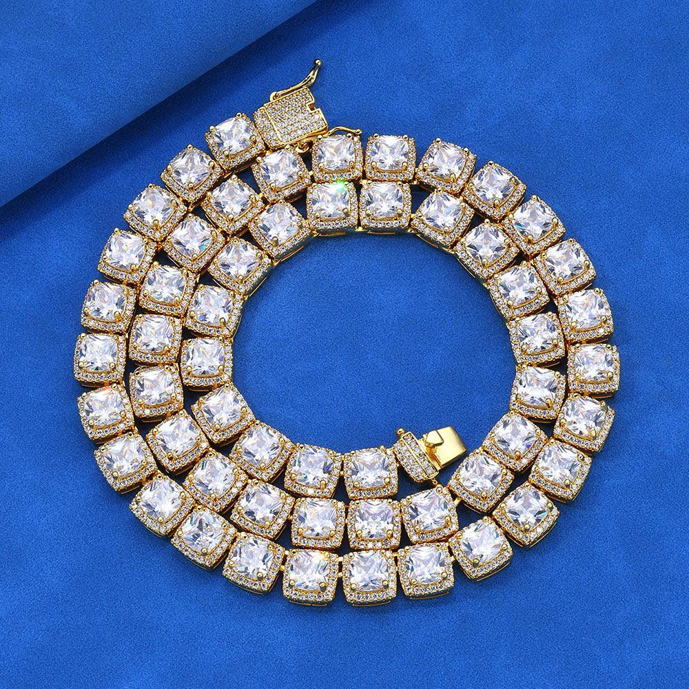 10mm Square Zircon Tennis Chain Necklace Hip Hop Bling | Caratix Jewelry - CaratixJewelry