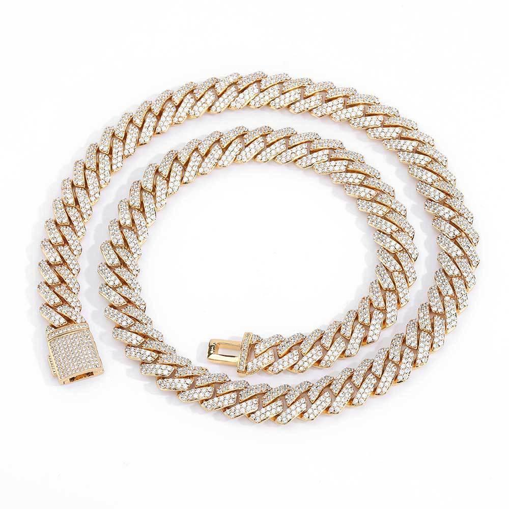 Gold Chain 10mm S925 Silver Single Row CZ Cuban Link Necklace – Custom Men’s Rapper Jewelry | Caratix Jewelry - CaratixJewelry