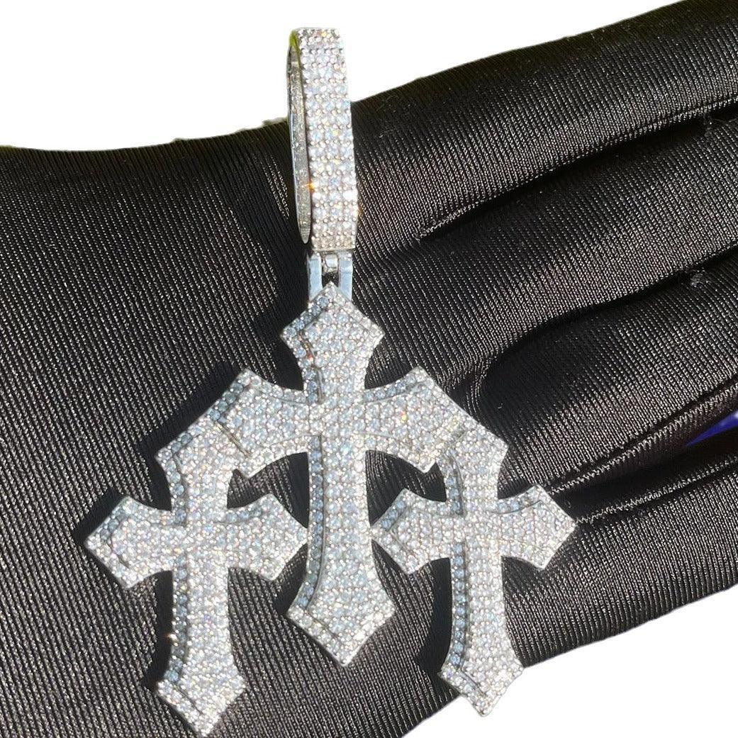 Luxury Oversized Iced Out Cross Pendant for Men | Large Hip Hop Pave CZ Necklace | Heavy Copper Zircon Statement Jewelry | Big Bling Cross | Caratix - CaratixJewelry