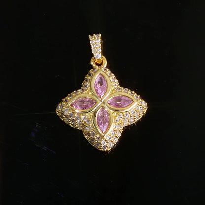 Colorful Four-Leaf Clover Pendant Necklace Full Zircon Hip Hop Jewelry for Men | Caratix Jewelry - CaratixJewelry