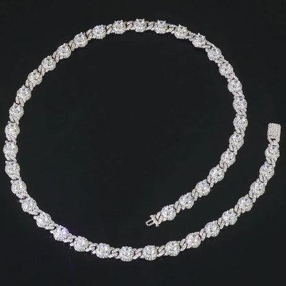 7.5mm Iced Out Bead Cuban Chain Necklace Zircon - CaratixJewelry
