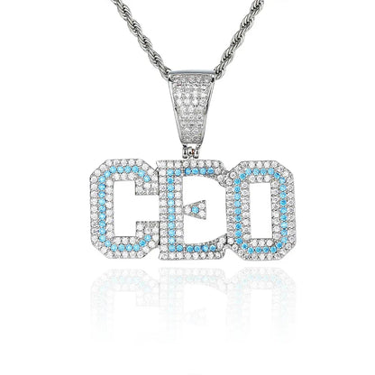 Colorful Zircon Letter Pendant Necklace with Letter Combination for Men | Caratix Jewelry - CaratixJewelry
