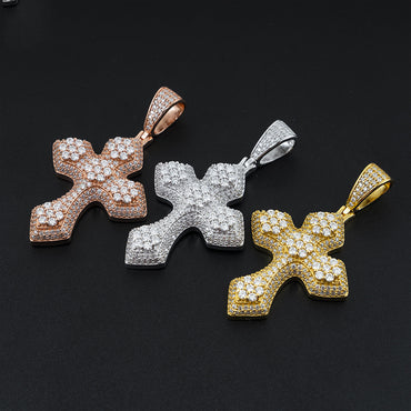 S925 Sterling Silver Moissanite Cross Pendant | Iced Out Cross for Tennis Chain | Caratix