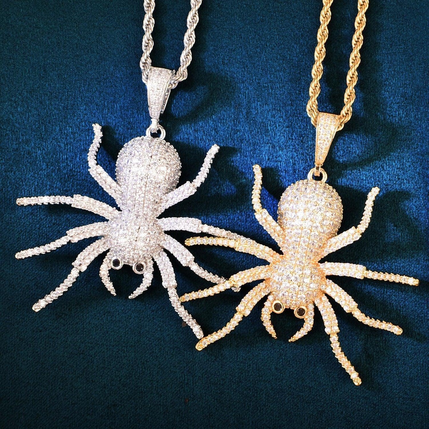 Iced Out Spider Pendant Necklace | CZ Hip Hop Unisex Streetwear Jewelry - CaratixJewelry