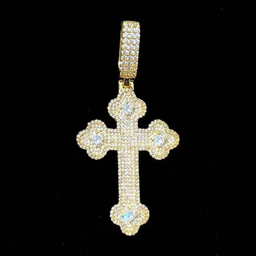 Iced Out "Cloud Cross" Pendant | Men's Real Copper CZ Necklace - CaratixJewelry