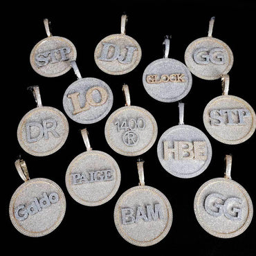 Custom Rotating Letter Pendant Necklace with Micro-Pave Zircon Stones for Men | Caratix Jewelry - CaratixJewelry
