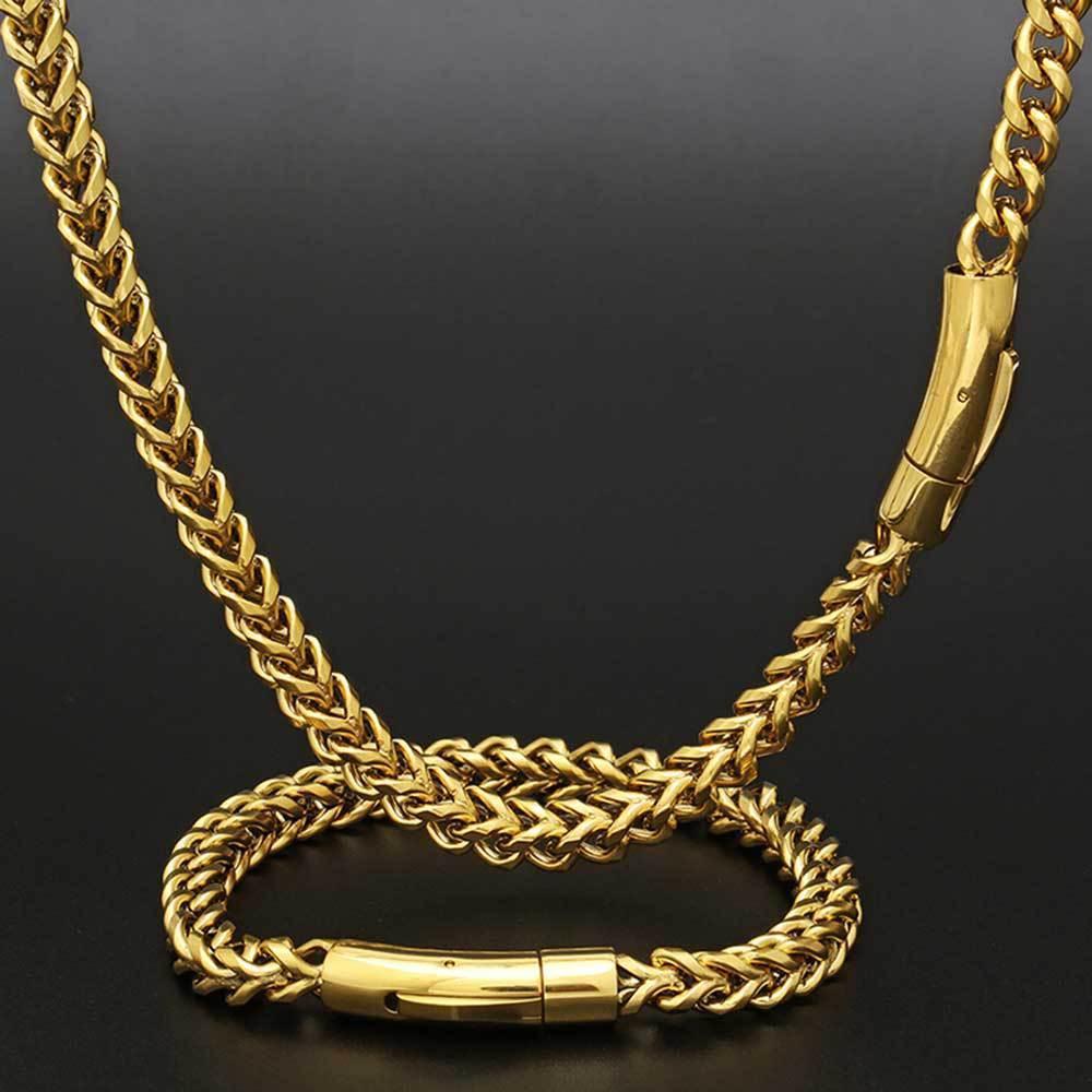 6mm Cuban Chain Necklace Stainless Steel Titanium Gold Chain Rapper Style | Caratix Jewelry - CaratixJewelry