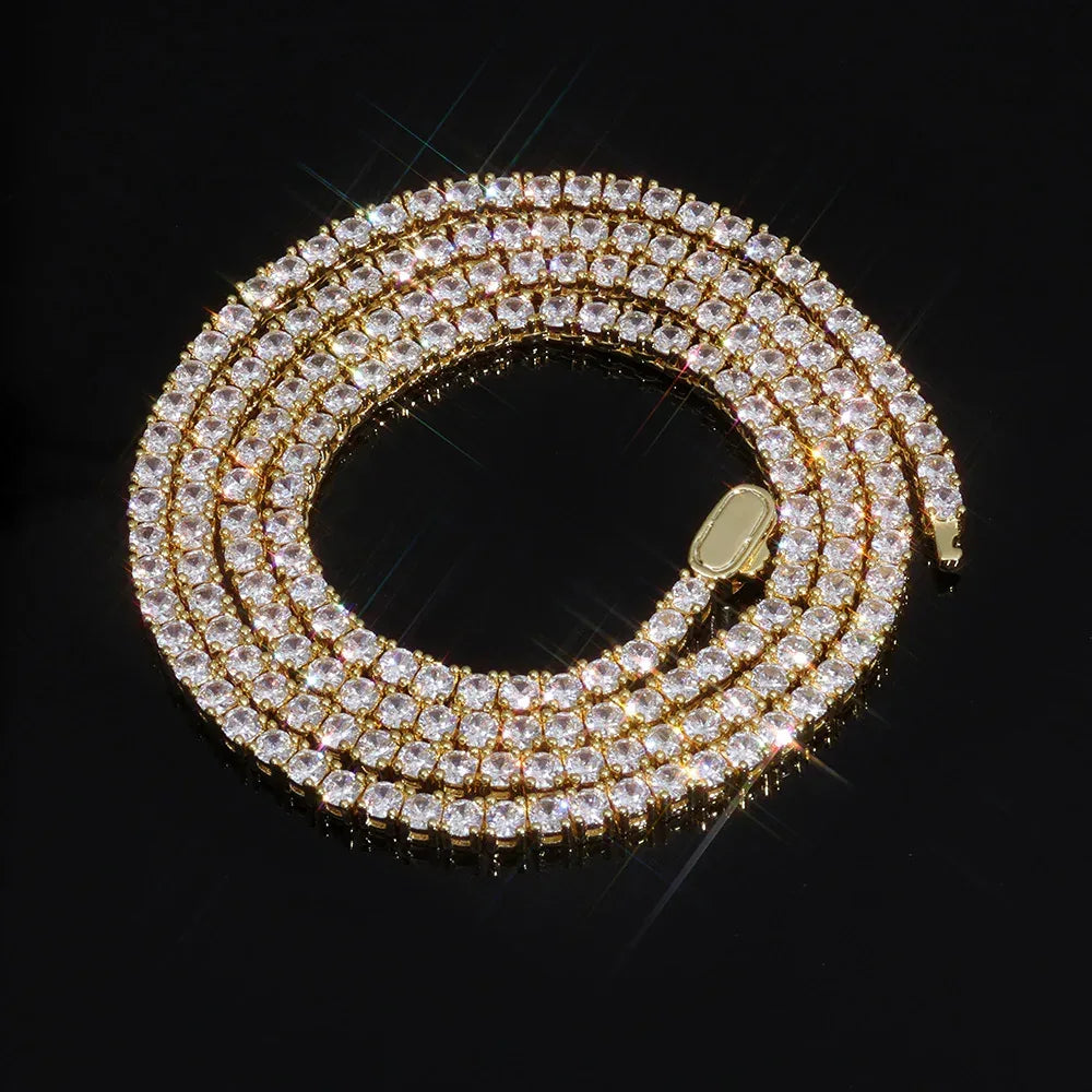 Zircon Tennis Chain Necklace Spring Clasp for Men & Women | Caratix Jewelry - CaratixJewelry