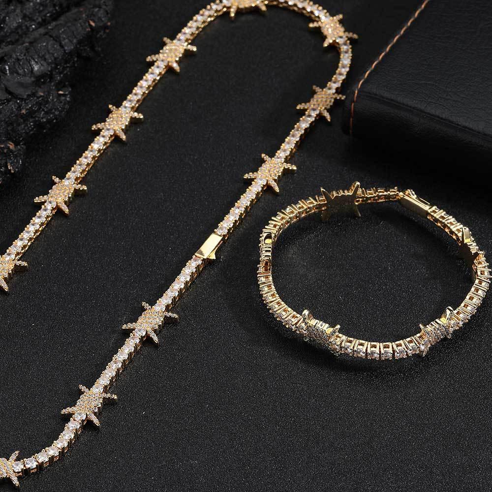Zircon Tennis Bracelet with Thorn Design and Spring Clasp for Men & Women | Caratix Jewelry - CaratixJewelry