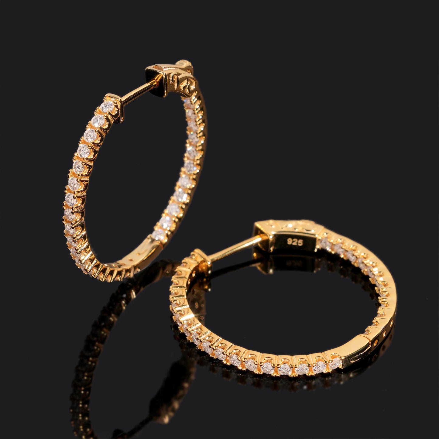 Large Moissanite Hoop Earrings S925 Silver | Big Iced Out Hoops D VVS1 | Caratix