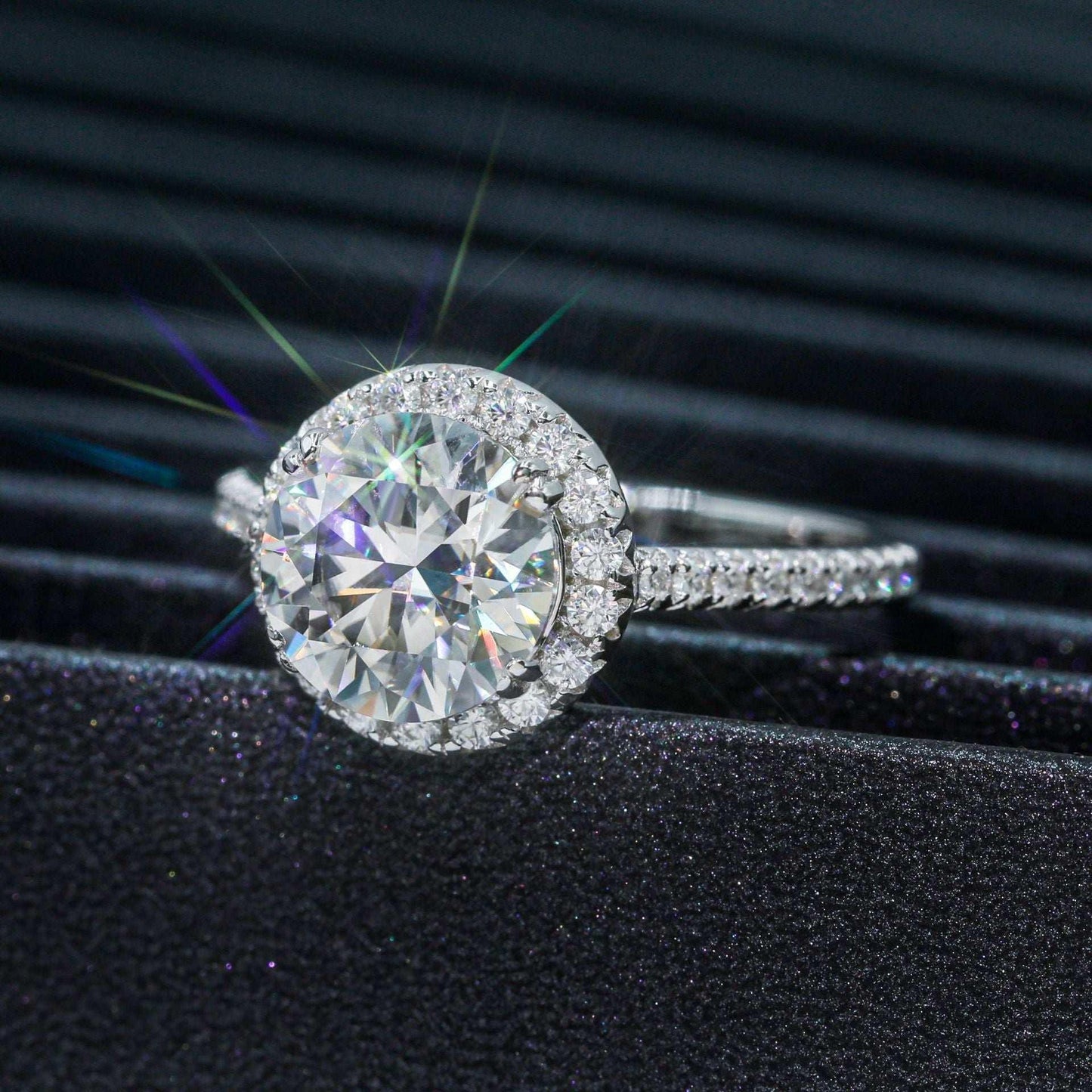 3ct Round Moissanite Engagement Ring | S925 Silver Luxury Women’s Bridal Jewelry - CaratixJewelry