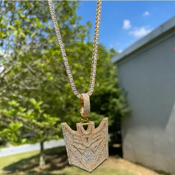 Luxury Iced Out Transformers Pendant for Men & Women | Hip Hop Robotic Head Necklace | Full CZ Unisex Bling | Cyberpunk Streetwear Jewelry | Caratix - CaratixJewelry