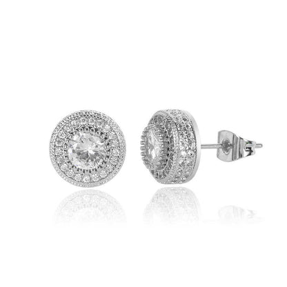Round Full Zircon Stud Earrings for Men and Women | Trendy Hip Hop Jewelry | Caratix Jewelry - CaratixJewelry