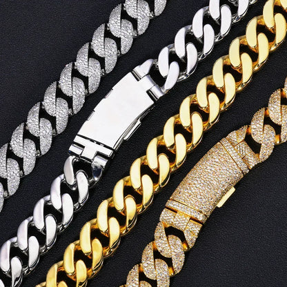 22mm Bubble Moissanite Cuban Link Chain – S925 Sterling Silver Iced-Out Hip Hop Men’s Bold Streetwear Necklace - CaratixJewelry