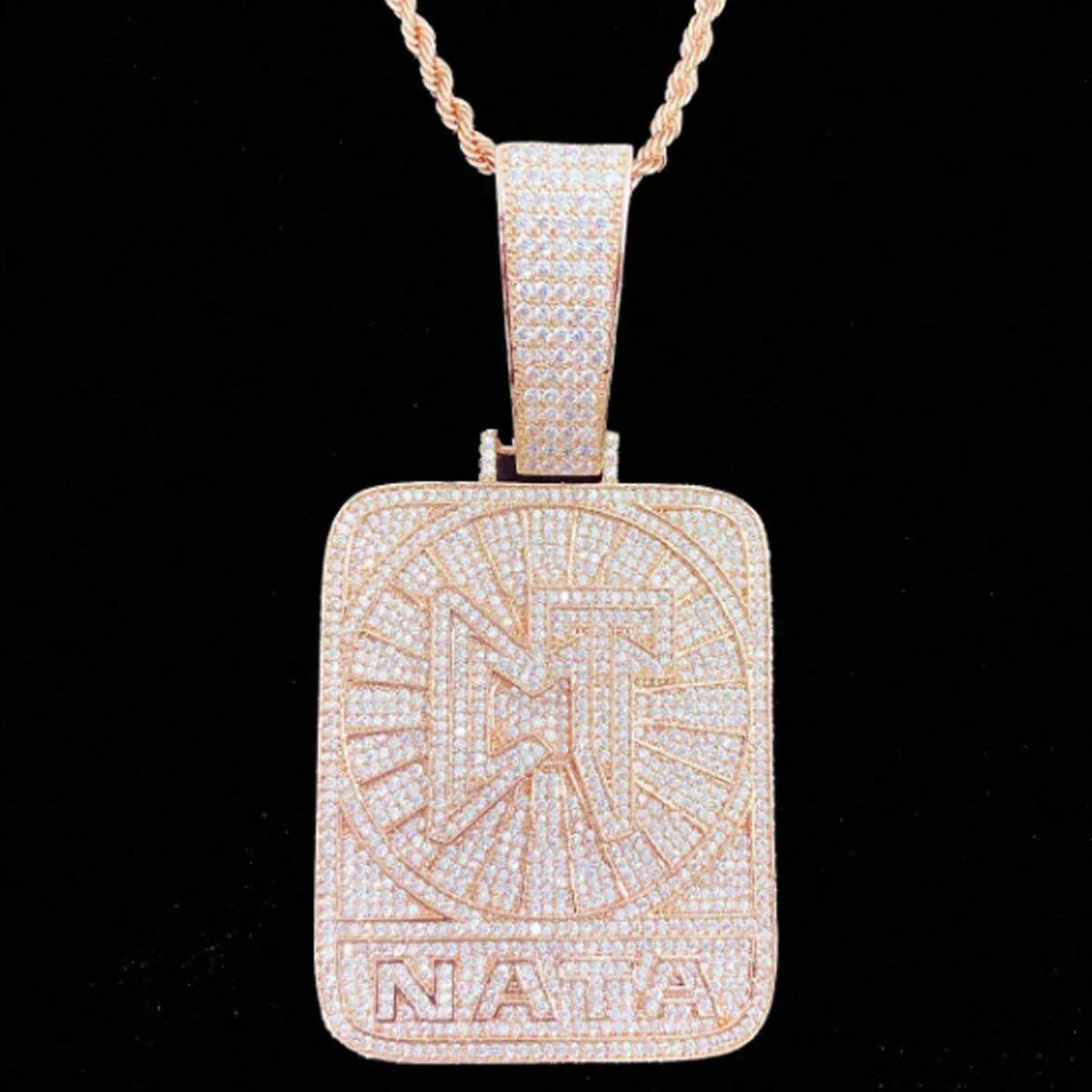 Iced Out CT NATA Pendant | Natanael Cano "Corridos Tumbados" Necklace | Premium Copper CZ Hip Hop Jewelry | Nata Montana Fan Bling | Caratix - CaratixJewelry