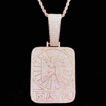 Iced Out CT NATA Pendant | Natanael Cano "Corridos Tumbados" Necklace | Premium Copper CZ Hip Hop Jewelry | Nata Montana Fan Bling | Caratix - CaratixJewelry