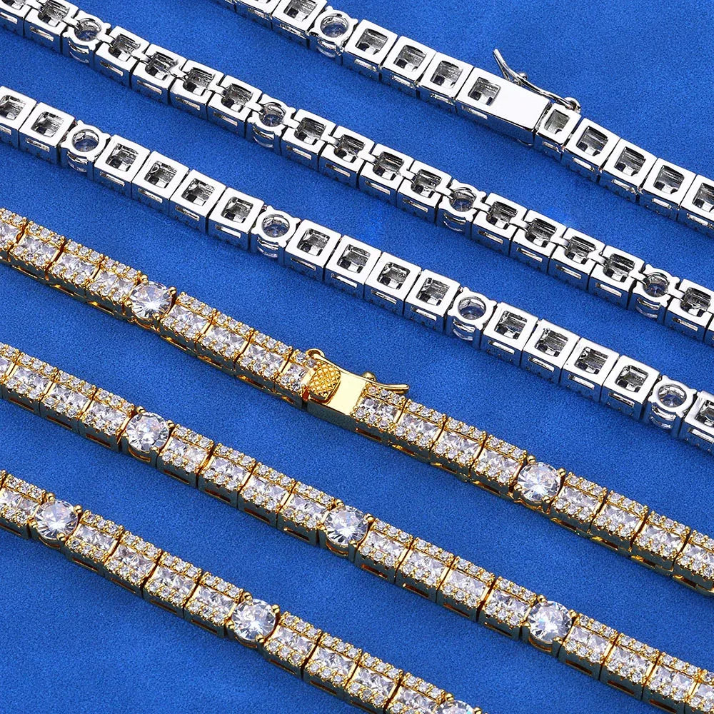 Custom 6mm Mixed-Cut Round & Square Tennis Chain Hip Hop Bling | Caratix - CaratixJewelry