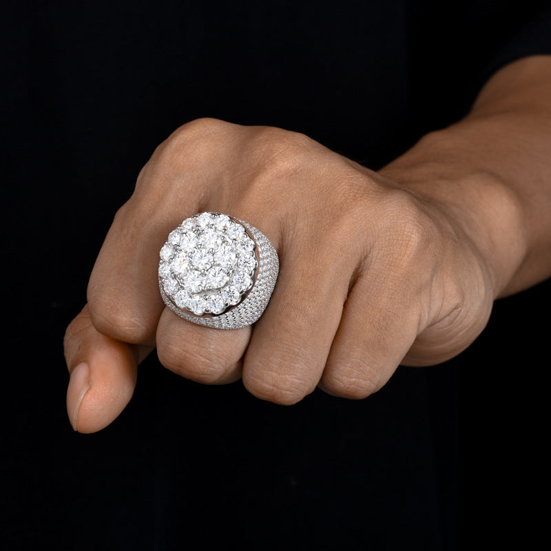 Fully Iced Out Moissanite Men's Ring 925 Silver | Caratix