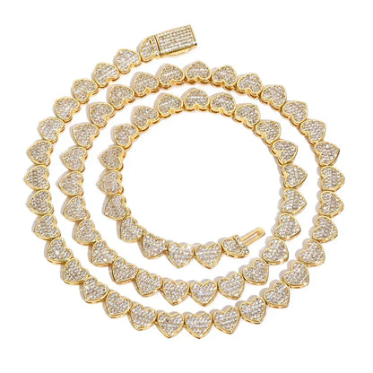 Custom 8mm Heart-Link Necklace | Secure Fold-over Clasp | Rapper Chain Style | Caratix - CaratixJewelry