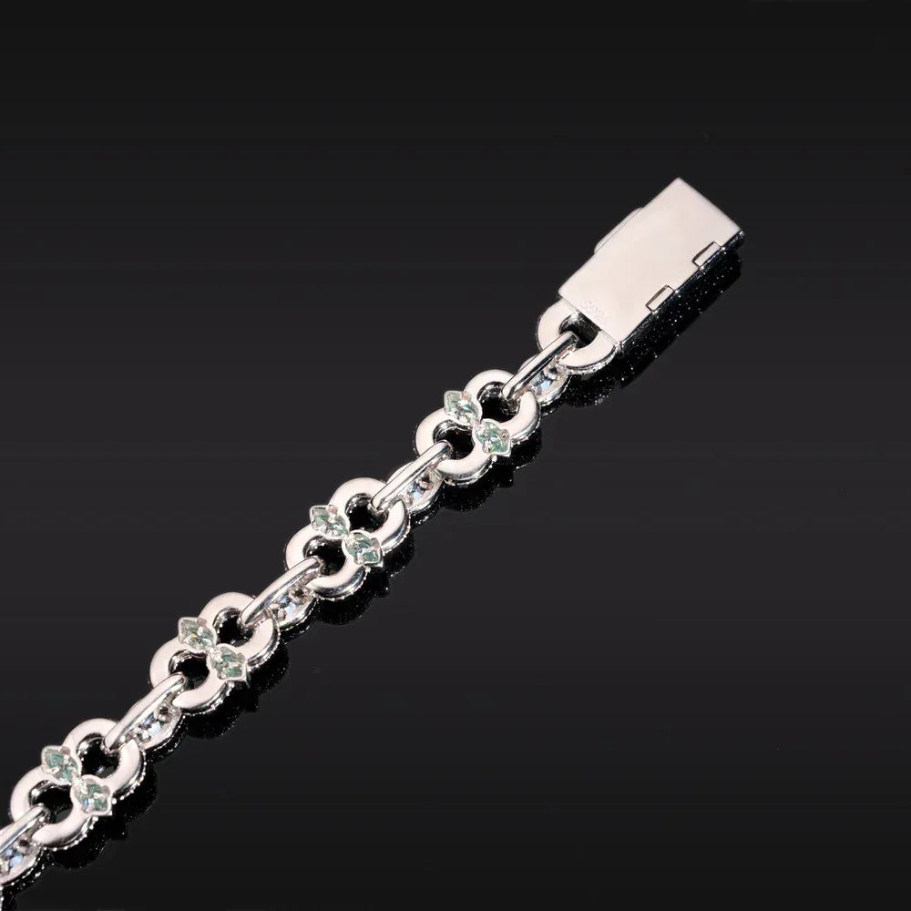 13mm Moissanite Cuban Link Bracelet with Figure-8 Clasp – S925 Sterling Silver Iced-Out Hip Hop Streetwear Jewelry - CaratixJewelry