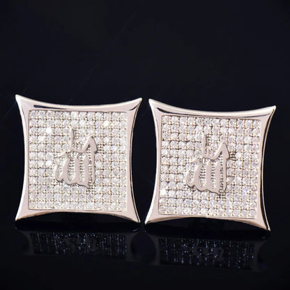 Large Square Stud Earrings with Zircon | Creative & Trendy Hip Hop Jewelry | Caratix Jewelry - CaratixJewelry