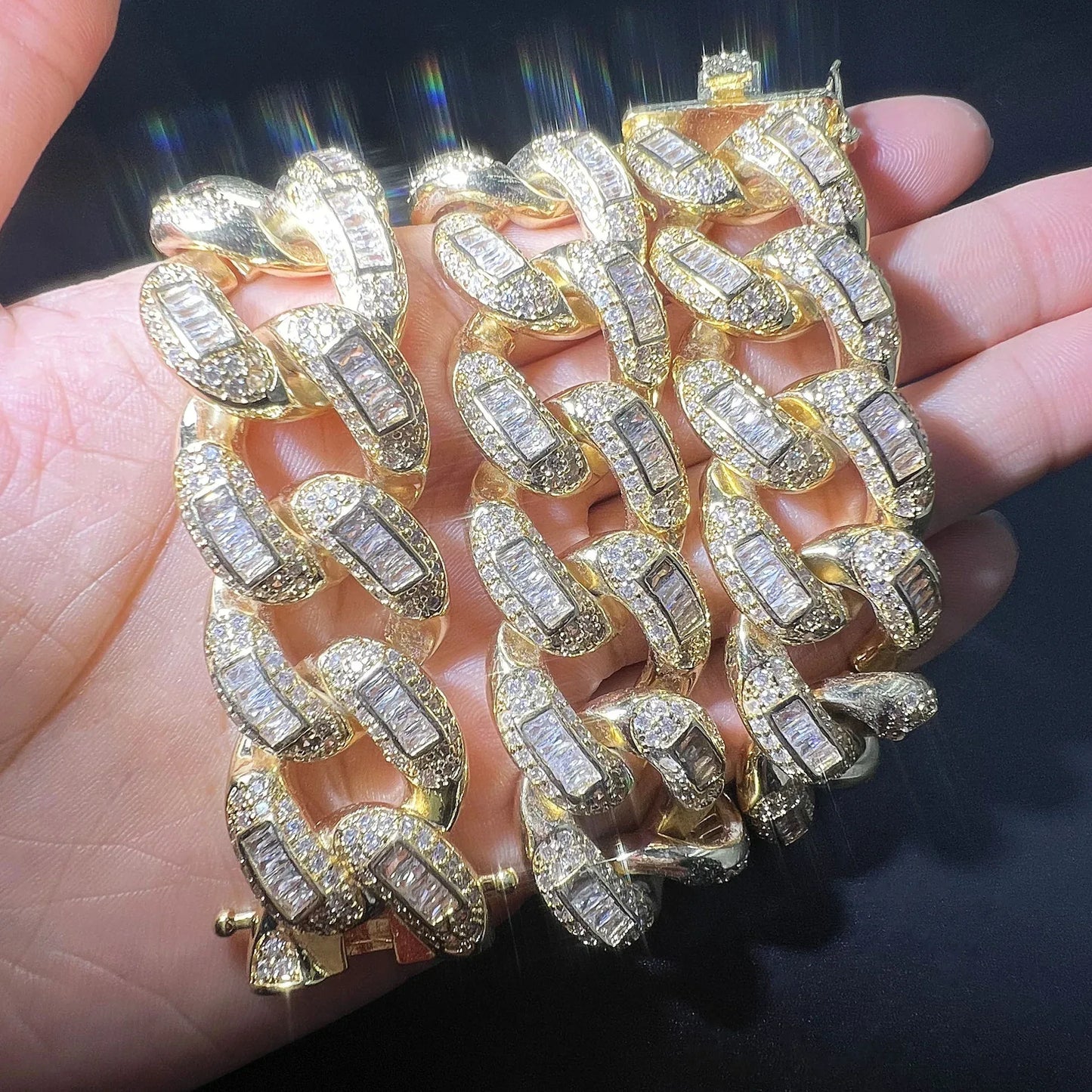 20mm Iced Out Cuban Link Chain with Full s & Gold Plating - CaratixJewelry