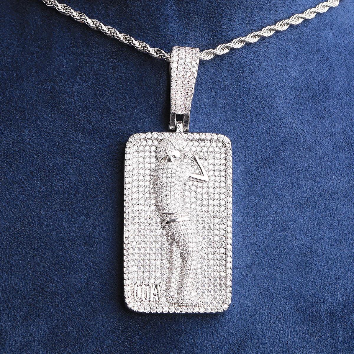 Iced Out Rapper with Microphone Pendant | Men's Real Copper CZ Performer Necklace - CaratixJewelry