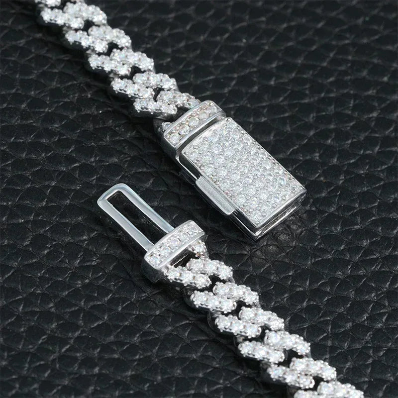 6mm Iced-Out Moissanite Cuban Link Chain – S925 Sterling Silver -Cut Hip Hop Streetwear Necklace - CaratixJewelry