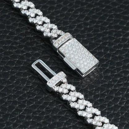 6mm Iced-Out Moissanite Cuban Link Chain – S925 Sterling Silver -Cut Hip Hop Streetwear Necklace - CaratixJewelry