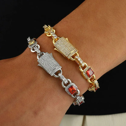 10mm Colorful Gemstone Bracelet Luxury Hip Hop Jewelry for Men | Caratix Jewelry - CaratixJewelry