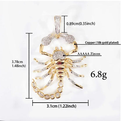 Iced Out Scorpion Pendant Necklace for Men – Hip Hop CZ Streetwear Jewelry - CaratixJewelry