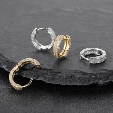 Square Hoop Earrings with Micro-Pave Zircon Stones for Men and Women | Bling Hip Hop Jewelry | Caratix Jewelry - CaratixJewelry