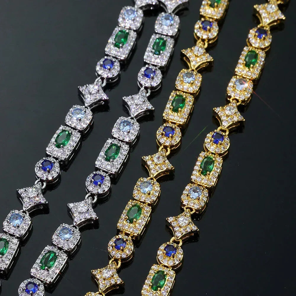 6mm Geometric Color Zircon Hip Hop Necklace Rapper Iced Out Chain Style | Caratix Jewelry - CaratixJewelry