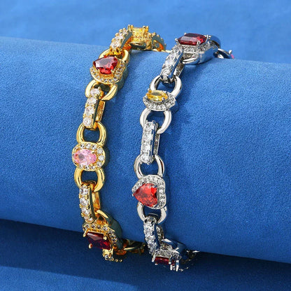 Colorful Gemstone Zircon Chain Necklace Rapper Iced Out Chain Style | Caratix Jewelry - CaratixJewelry