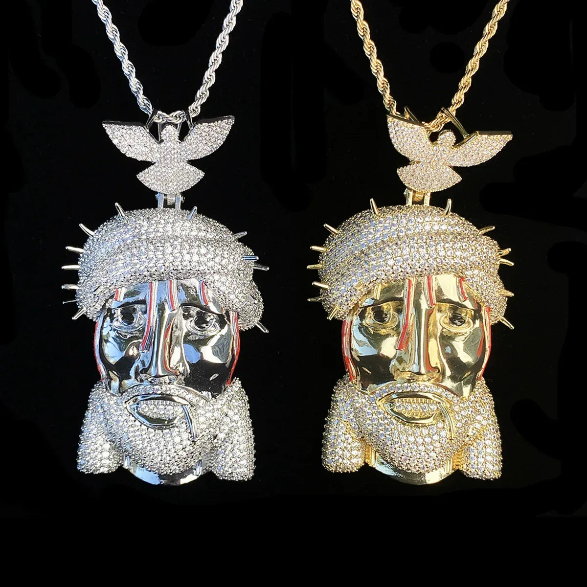 Luxury Oversized Jesus & Pigeon Pendant for Men | Hip Hop Iced Out Dove Medallion | Premium Copper CZ Jewelry | 2026 Senior Sense Bling | Caratix - CaratixJewelry
