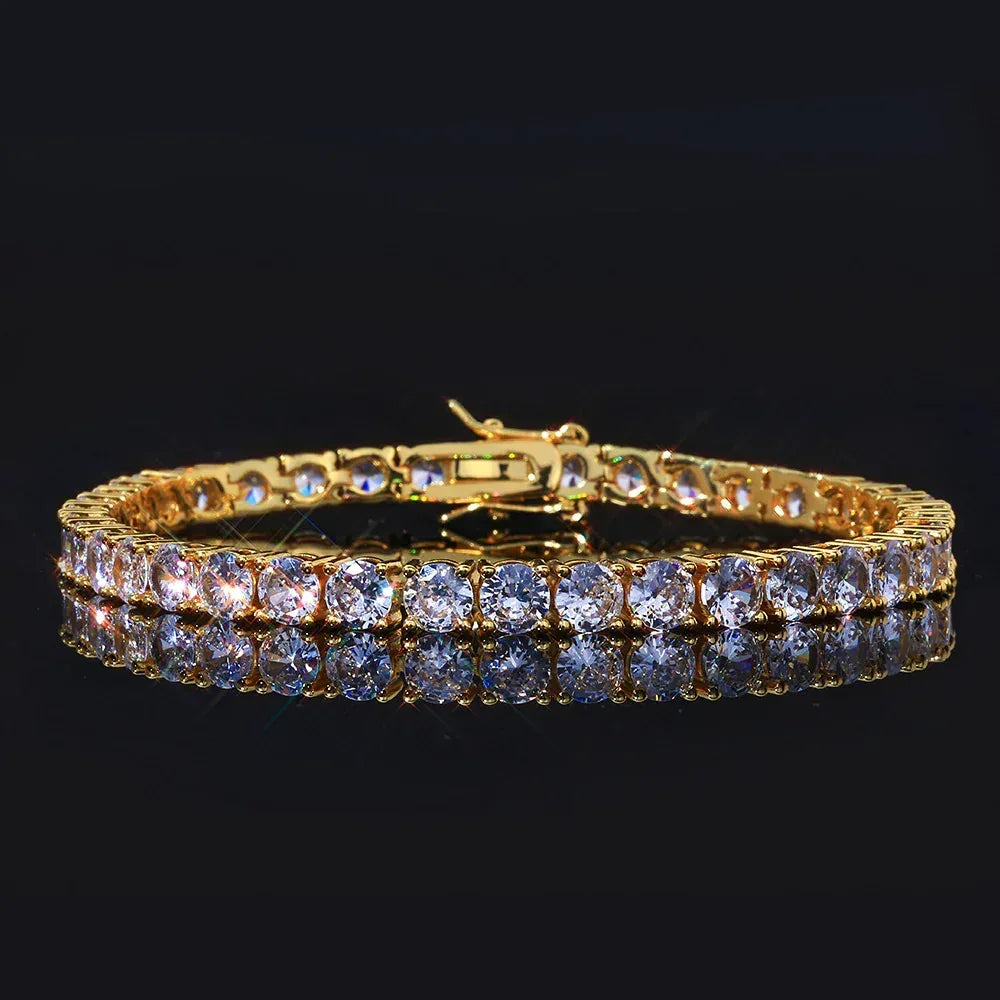 Tennis Chain Zircon Bracelet Copper Plated 18K Gold Hip Hop Jewelry for Men | Caratix Jewelry - CaratixJewelry