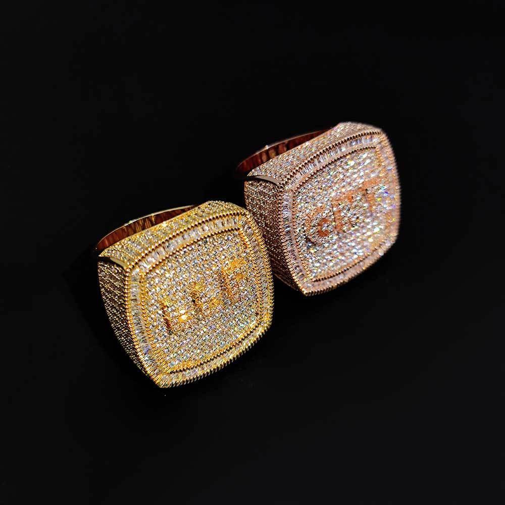 Custom DIY Alphabet Zircon Ring for Men | Trendy Hip Hop Jewelry with Copper Setting | Caratix Jewelry - CaratixJewelry