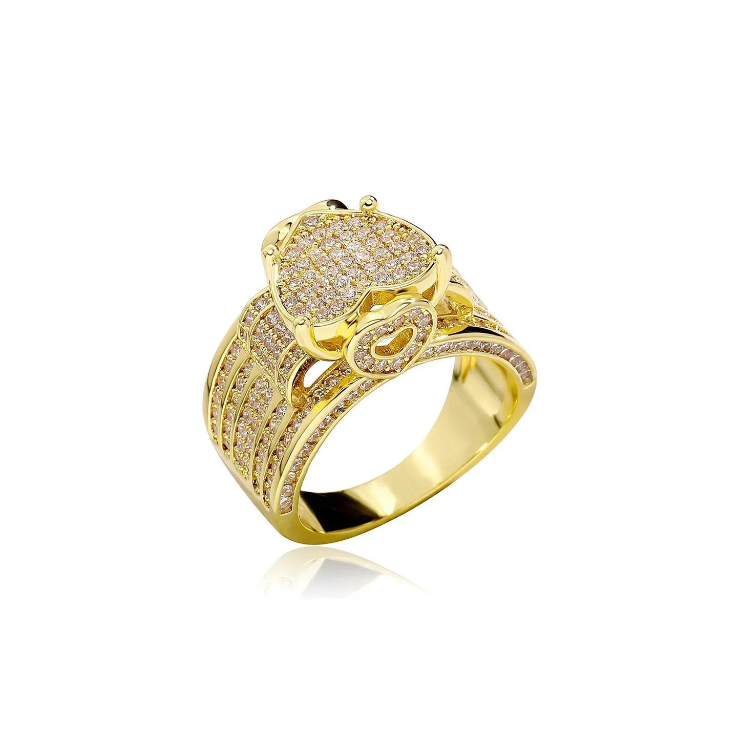 Men's Iced Out Broken Heart Ring | Baguette Cut Cuban Link Band | Caratix