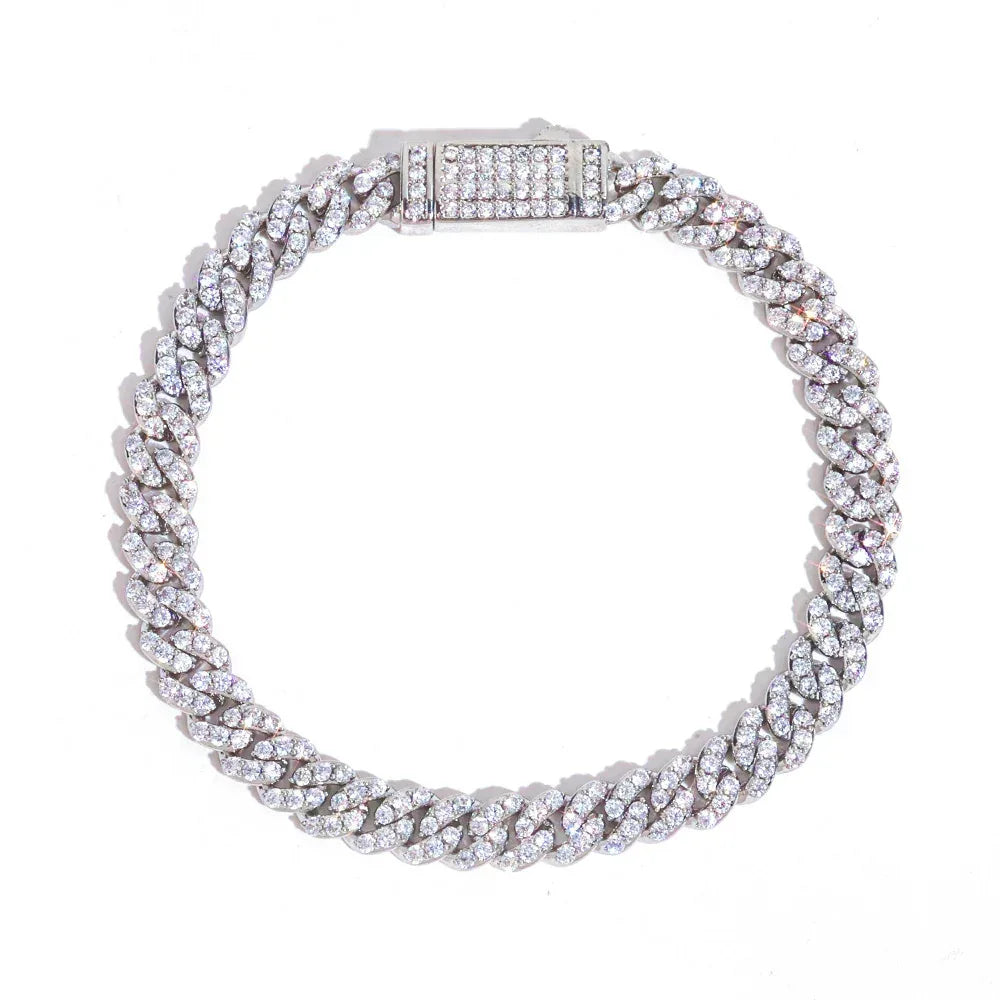 Custom 6mm Single-Row Iced Cuban Bracelet | Rapper Iced Out Chain - CaratixJewelry