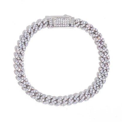 Custom 6mm Single-Row Iced Cuban Bracelet | Rapper Iced Out Chain - CaratixJewelry