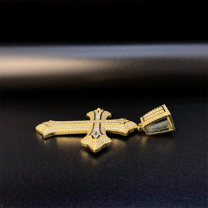 Iced Out Cross Pendant | Men's Gold Plated Hip Hop Cross Necklace | Caratix